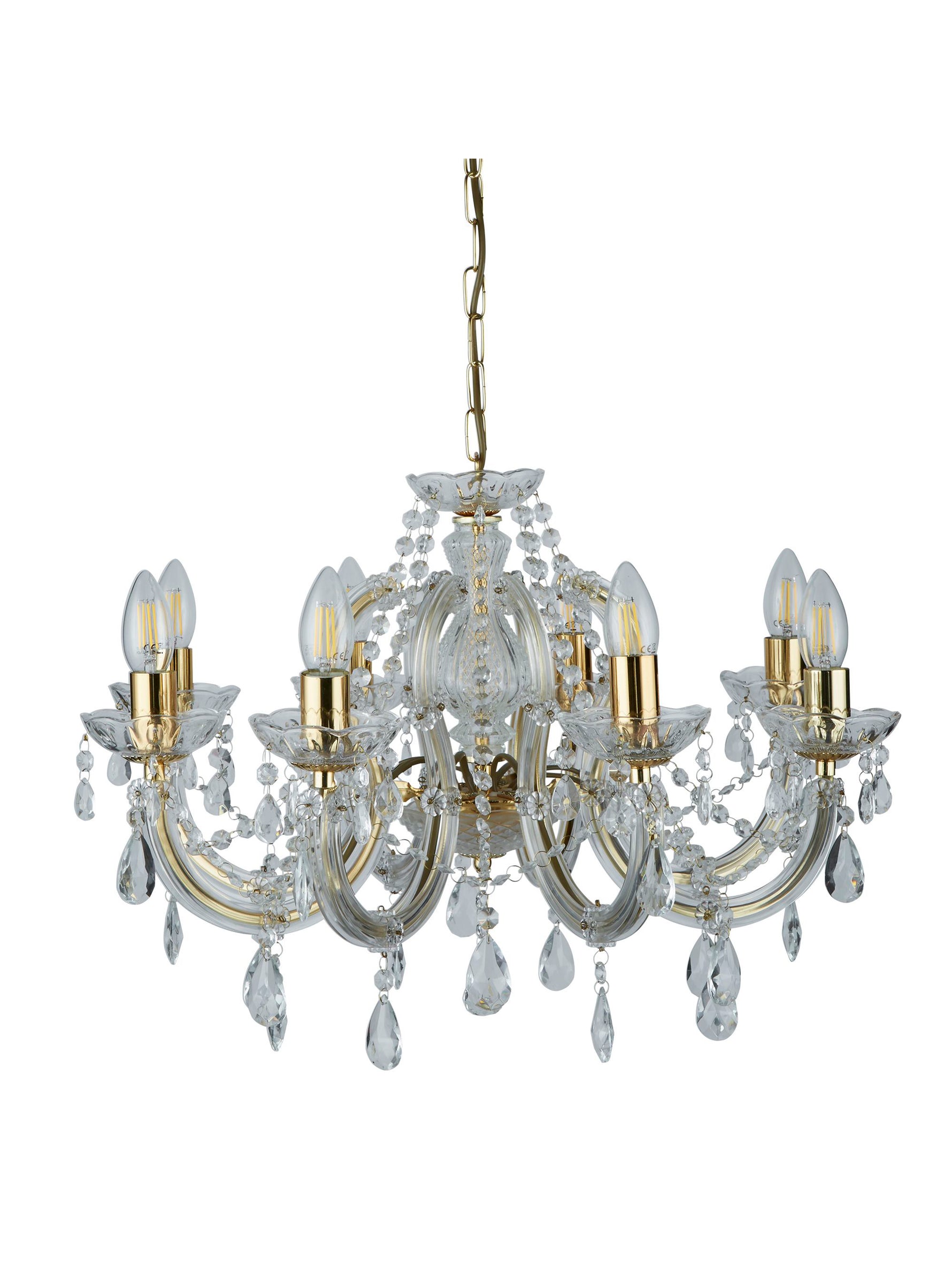 Searchlight Electric Marie Therese 8Lt Pendant - Polished Brass & Clear Acrylic 699-8