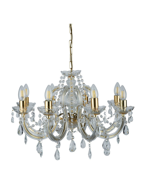 Searchlight Electric Marie Therese 8Lt Pendant - Polished Brass & Clear Acrylic 699-8
