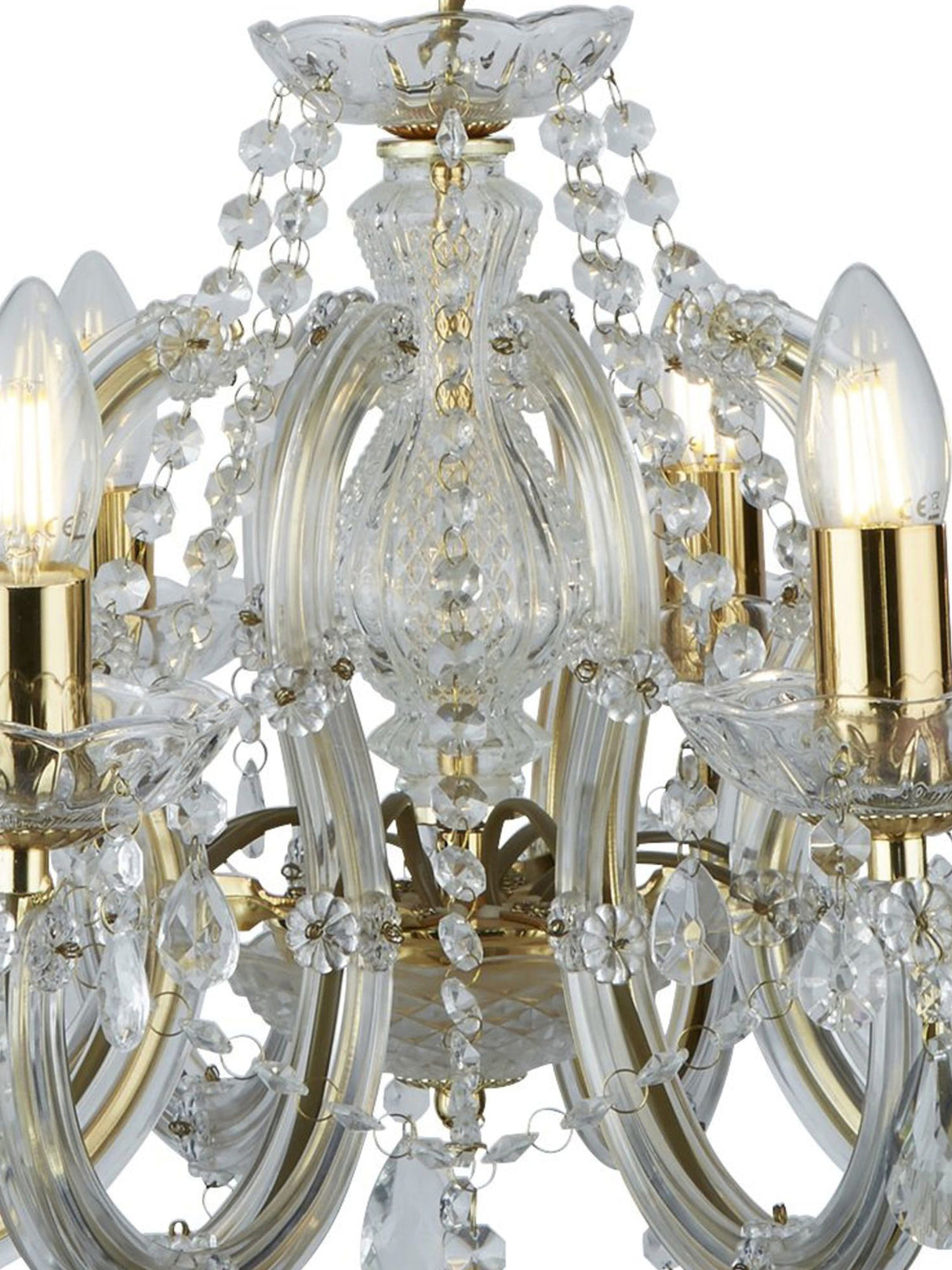 Searchlight Electric Marie Therese 8Lt Pendant - Polished Brass & Clear Acrylic 699-8