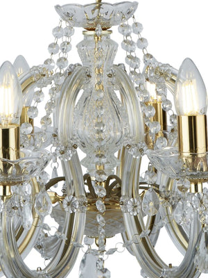 Searchlight Electric Marie Therese 8Lt Pendant - Polished Brass & Clear Acrylic 699-8