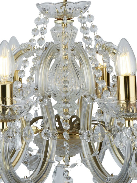 Searchlight Electric Marie Therese 8Lt Pendant - Polished Brass & Clear Acrylic 699-8