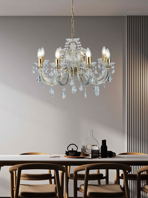 Searchlight Electric Marie Therese 8Lt Pendant - Polished Brass & Clear Acrylic 699-8