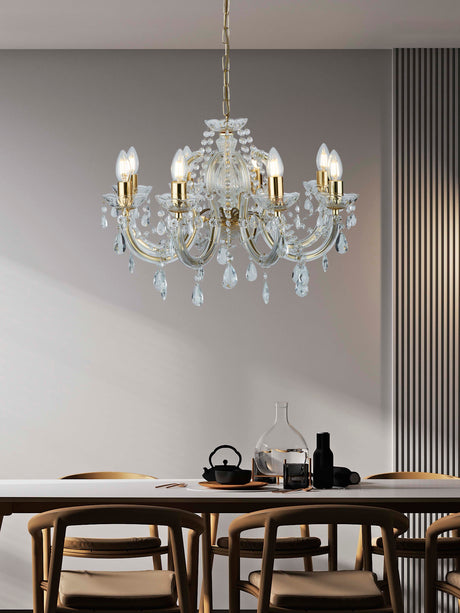 Searchlight Electric Marie Therese 8Lt Pendant - Polished Brass & Clear Acrylic 699-8