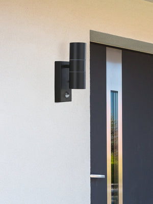 Searchlight Electric Metro Outdoor Wall Light - Silk Black Metal & Glass 7008-2BK-LED