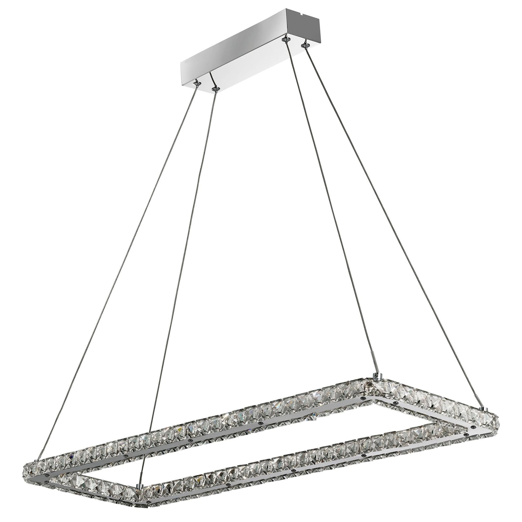 Searchlight Electric Clover Rectangular Pendant - Chrome & Clear Glass 7012CC