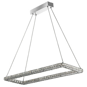 Searchlight Electric Clover Rectangular Pendant - Chrome & Clear Glass 7012CC