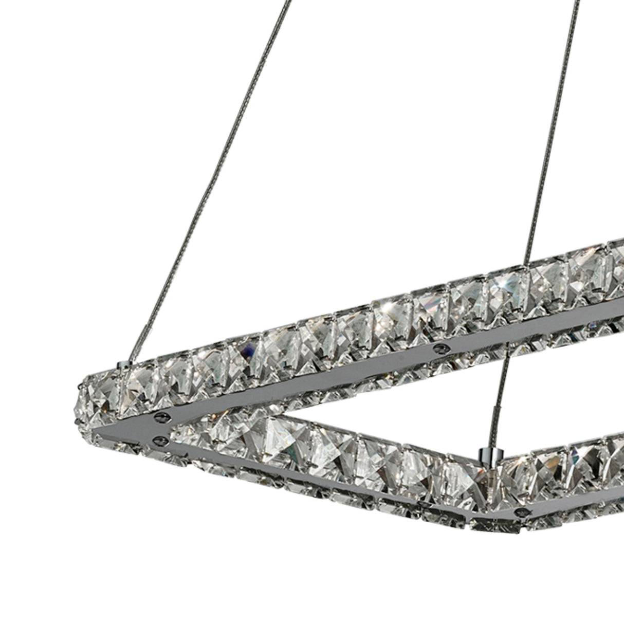 Searchlight Electric Clover Rectangular Pendant - Chrome & Clear Glass 7012CC