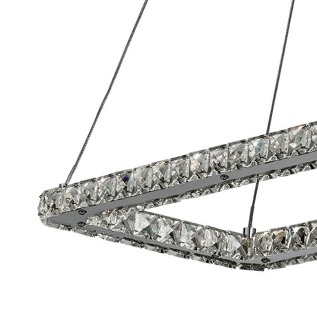 Searchlight Electric Clover Rectangular Pendant - Chrome & Clear Glass 7012CC