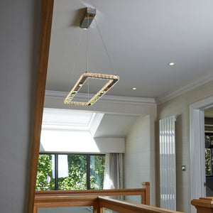 Searchlight Electric Clover Rectangular Pendant - Chrome & Clear Glass 7012CC