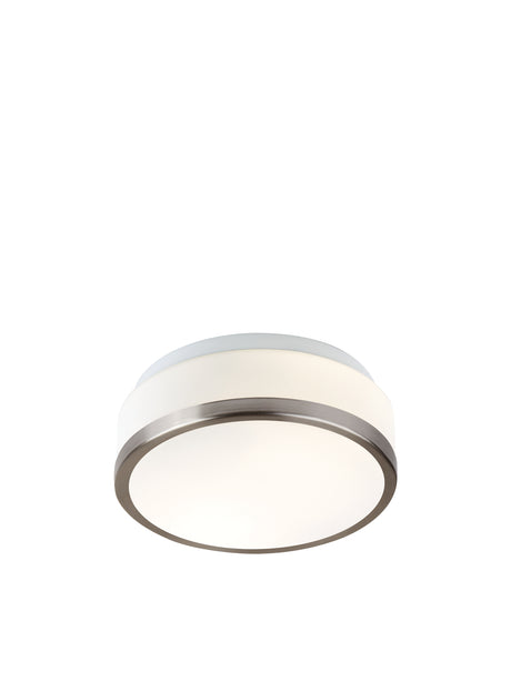 Cheese 2Lt Flush - Satin Silver Metal & White Glass