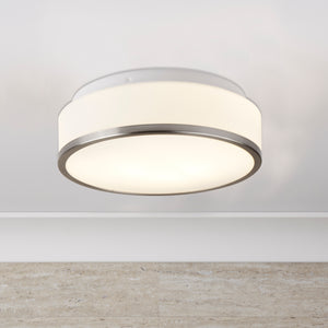 Searchlight Electric Cheese 2Lt Flush - Satin Silver Metal & White Glass 7039-23SS