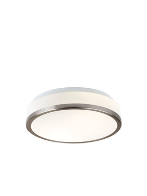 Cheese 2Lt Flush - Satin Silver Metal & White Glass