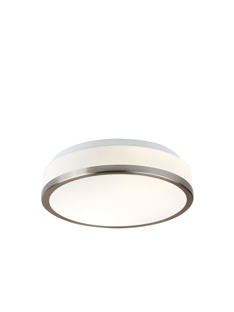Cheese 2Lt Flush - Satin Silver Metal & White Glass