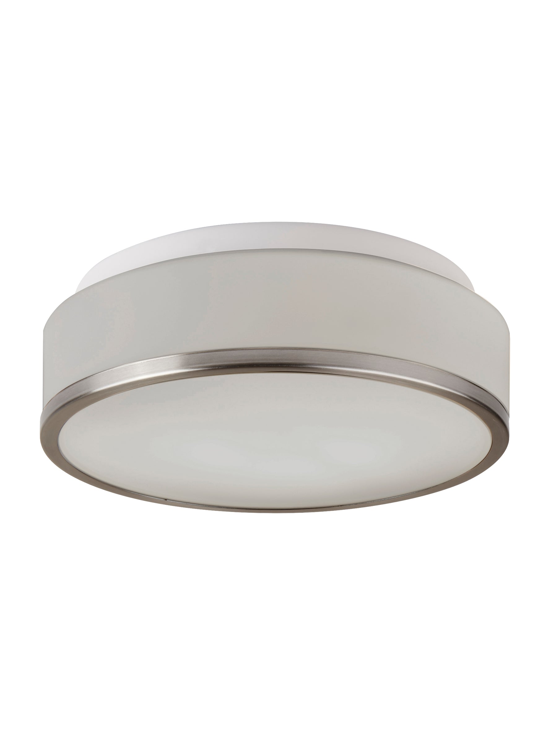 Searchlight Electric Cheese 2Lt Flush - Satin Silver Metal & White Glass 7039-28SS