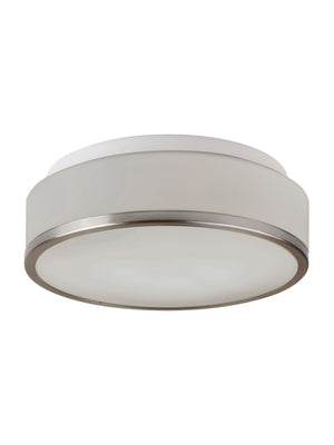 Searchlight Electric Cheese 2Lt Flush - Satin Silver Metal & White Glass 7039-28SS