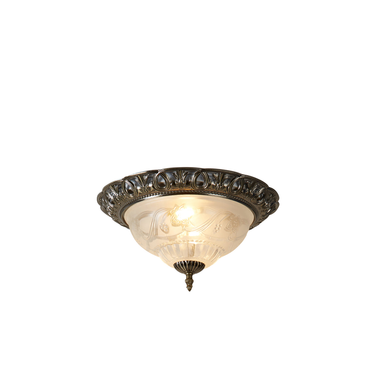 Derby Flush  - Antique Brass Metal & Glass