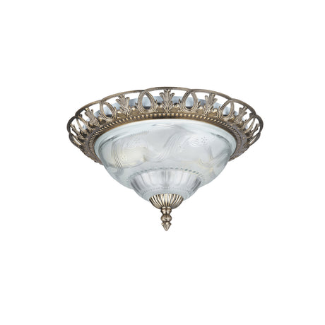 Searchlight Electric Derby Flush  - Antique Brass Metal & Glass 7045-13
