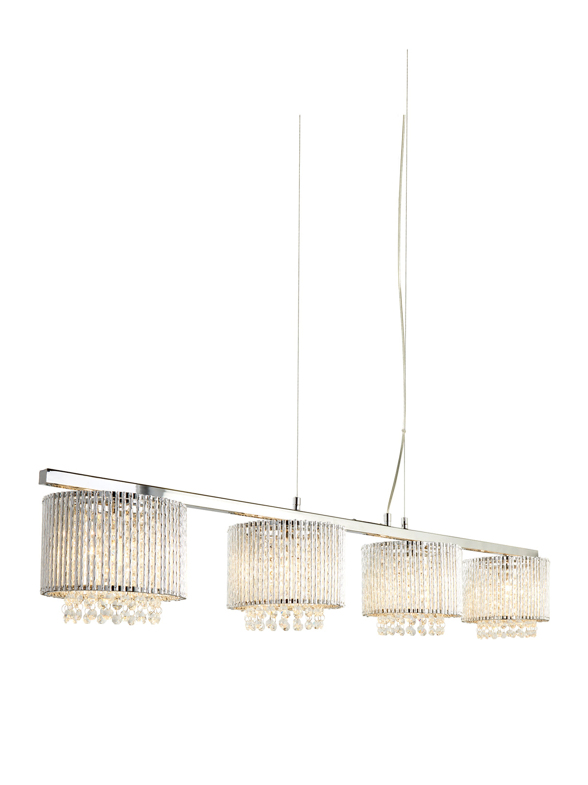 Elise II 4Lt Bar Pendant - Chrome Metal & Clear Crystal