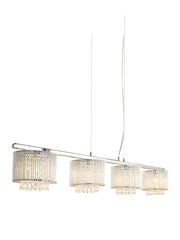 Elise II 4Lt Bar Pendant - Chrome Metal & Clear Crystal