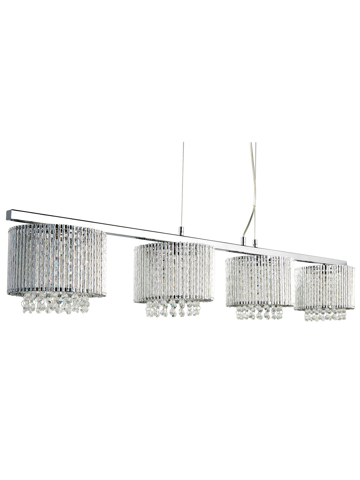 Searchlight Electric Elise II 4Lt Bar Pendant - Chrome Metal & Clear Crystal 7094-4CC