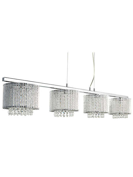 Searchlight Electric Elise II 4Lt Bar Pendant - Chrome Metal & Clear Crystal 7094-4CC
