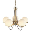 Sphere 5Lt Pendant - Antique Brass Metal & Opal Glass