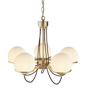 Sphere 5Lt Pendant - Antique Brass Metal & Opal Glass