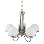 Searchlight Electric Sphere 5Lt Pendant - Antique Brass Metal & Opal Glass 7095-5AB