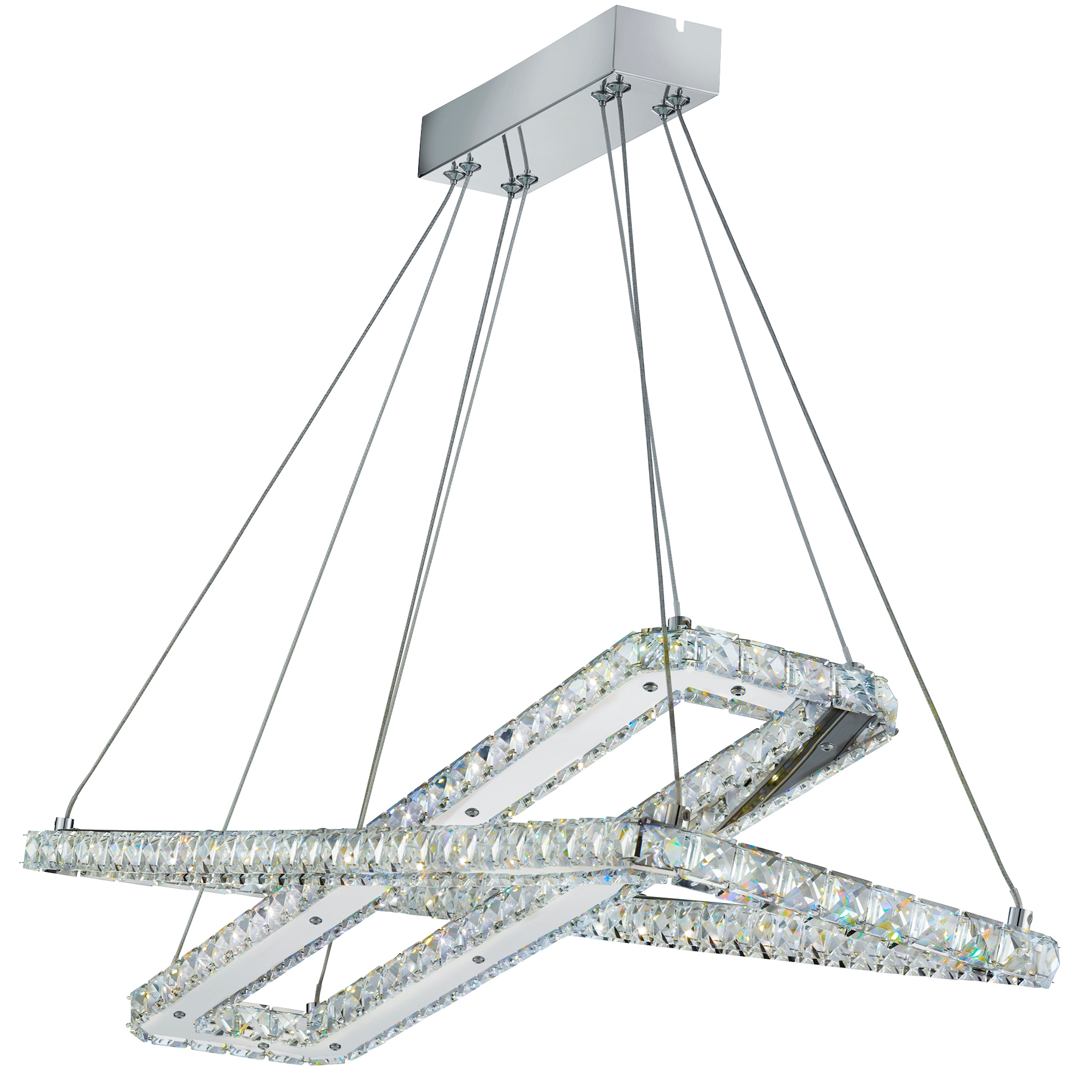 Clover 2Lt LED Pendant - Chrome & Clear Glass