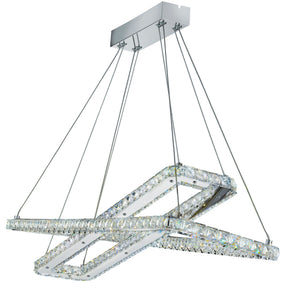 Clover 2Lt LED Pendant - Chrome & Clear Glass