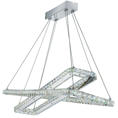 Clover 2Lt LED Pendant - Chrome & Clear Glass
