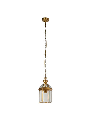 Searchlight Electric Bevelled Lantern - Antique Brass Metal & Clear Glass 7131AB