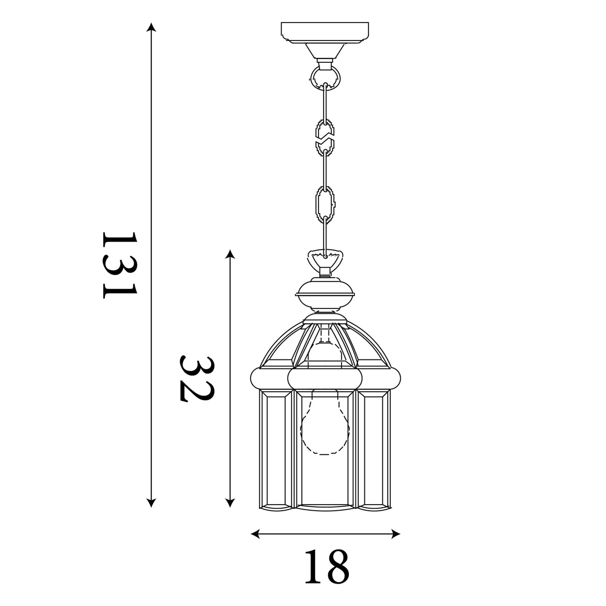 Searchlight Electric Bevelled Lantern - Antique Brass Metal & Clear Glass 7131AB