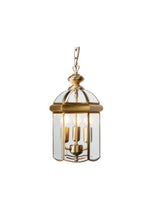 Bevelled Lantern 3Lt Pendant - Antique Brass Metal & Glass
