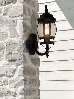 Searchlight Electric Bel Aire Outdoor Wall Light - Black Metal & Clear Glass 7144-1
