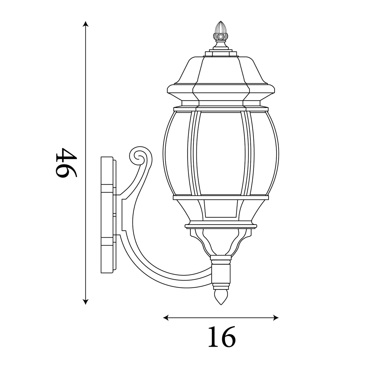 Searchlight Electric Bel Aire Outdoor Wall Light - Black Metal & Clear Glass 7144-1