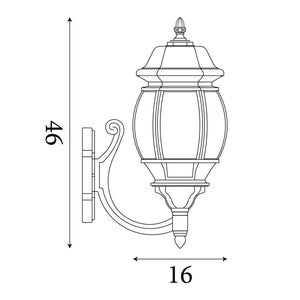 Searchlight Electric Bel Aire Outdoor Wall Light - Black Metal & Clear Glass 7144-1