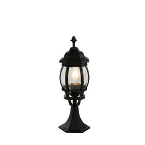 Bel Aire Outdoor Post 500mm, Black with Clear Glass
