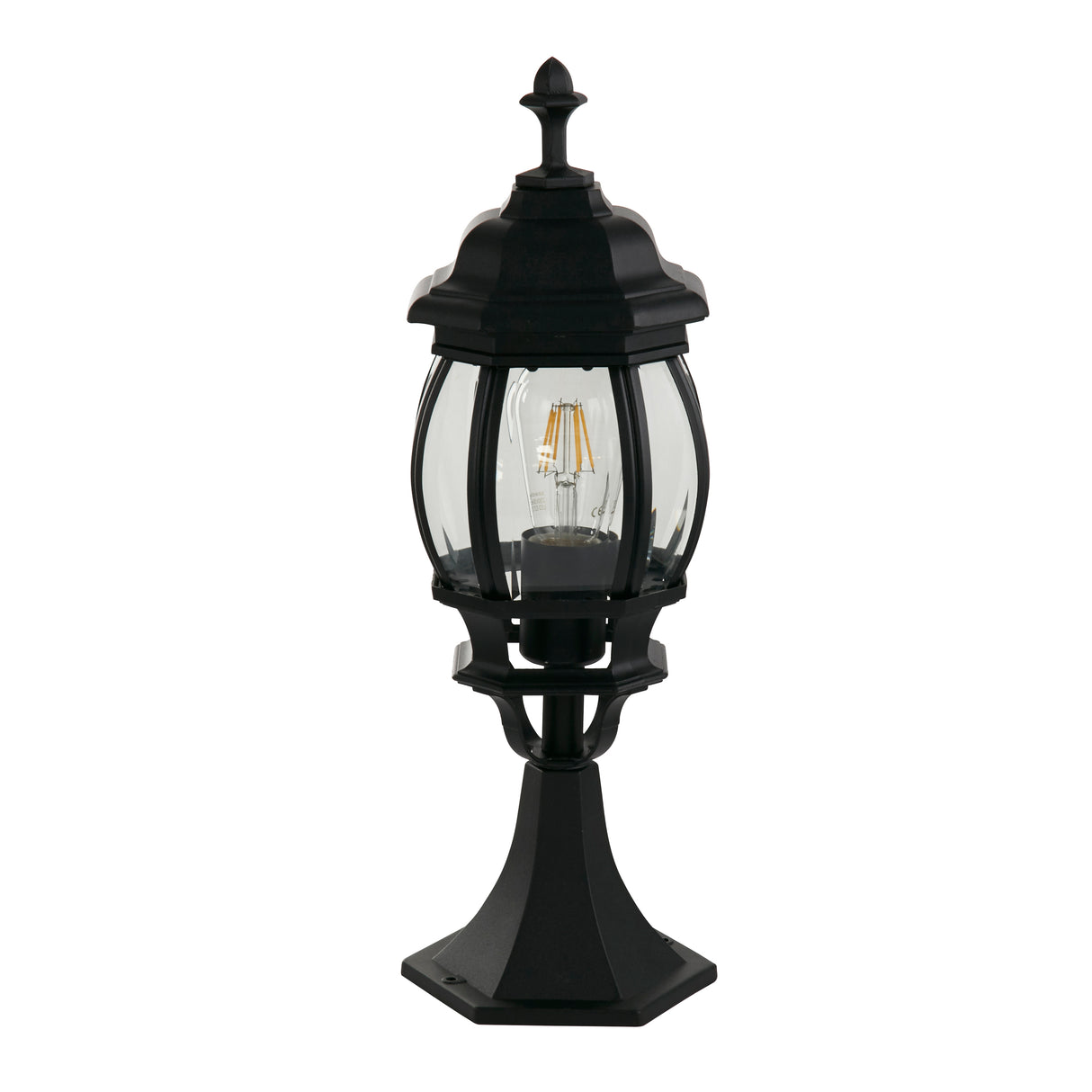 Searchlight Electric Bel Aire Outdoor Post 500mm, Black with Clear Glass 7172