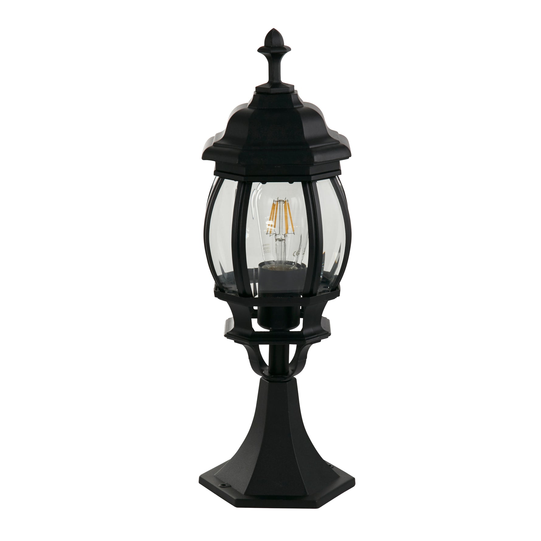 Searchlight Electric Bel Aire Outdoor Post 500mm, Black with Clear Glass 7172