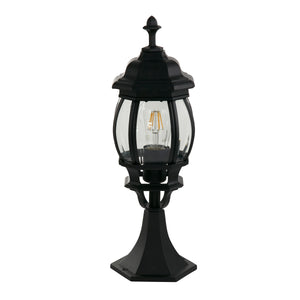 Searchlight Electric Bel Aire Outdoor Post 500mm, Black with Clear Glass 7172