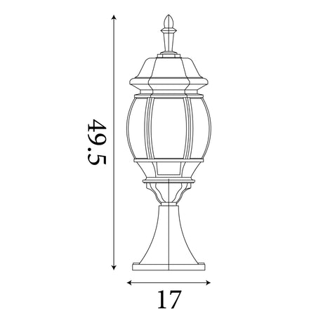 Searchlight Electric Bel Aire Outdoor Post 500mm, Black with Clear Glass 7172
