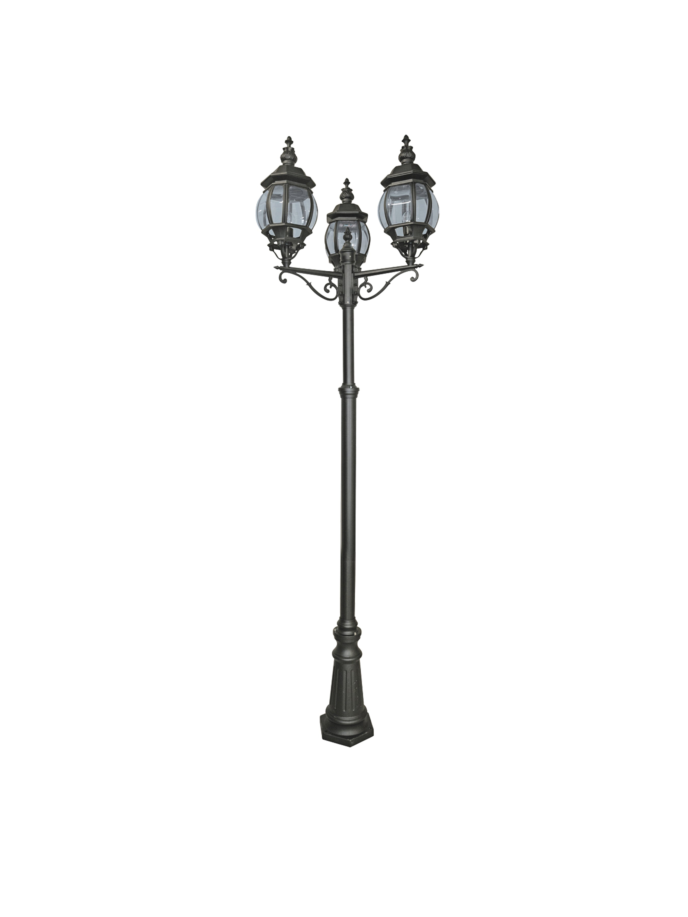 Bel Aire Outdoor Post - Black Metal & Clear Glass
