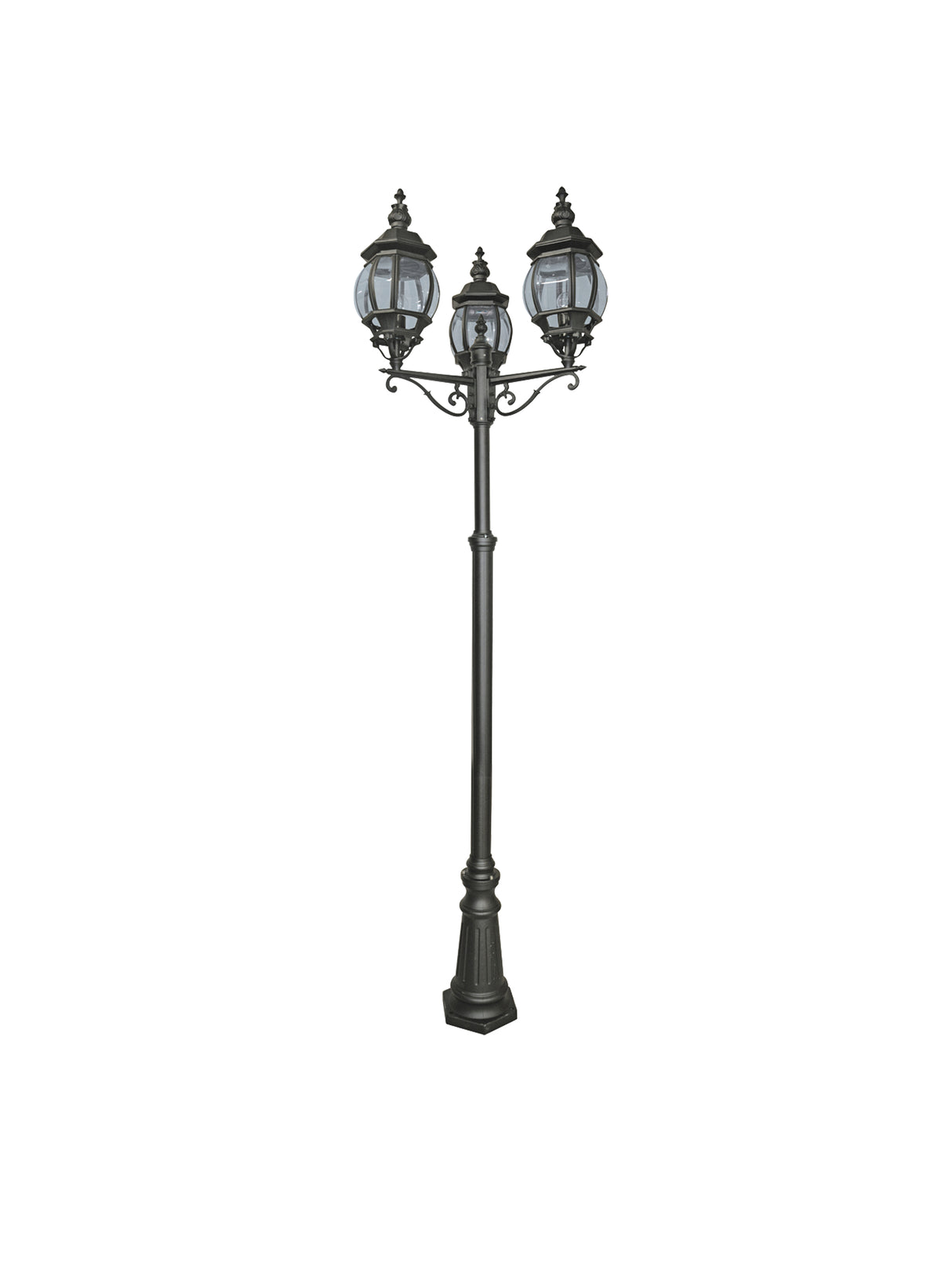 Bel Aire Outdoor Post - Black Metal & Clear Glass