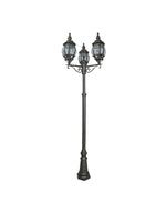 Bel Aire Outdoor Post - Black Metal & Clear Glass