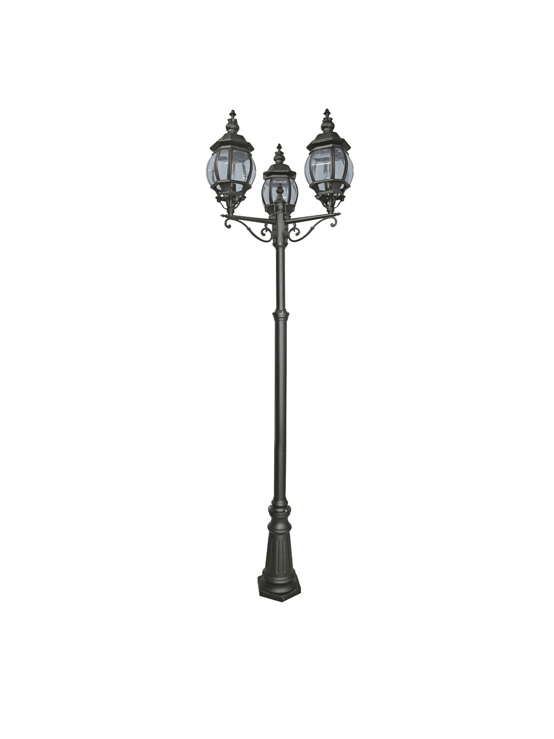 Bel Aire Outdoor Post - Black Metal & Clear Glass