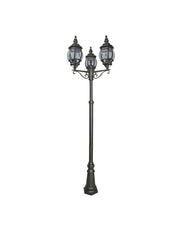 Bel Aire Outdoor Post - Black Metal & Clear Glass