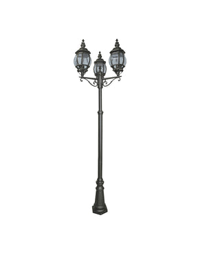 Bel Aire Outdoor Post - Black Metal & Clear Glass