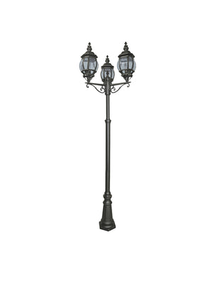 Bel Aire Outdoor Post - Black Metal & Clear Glass