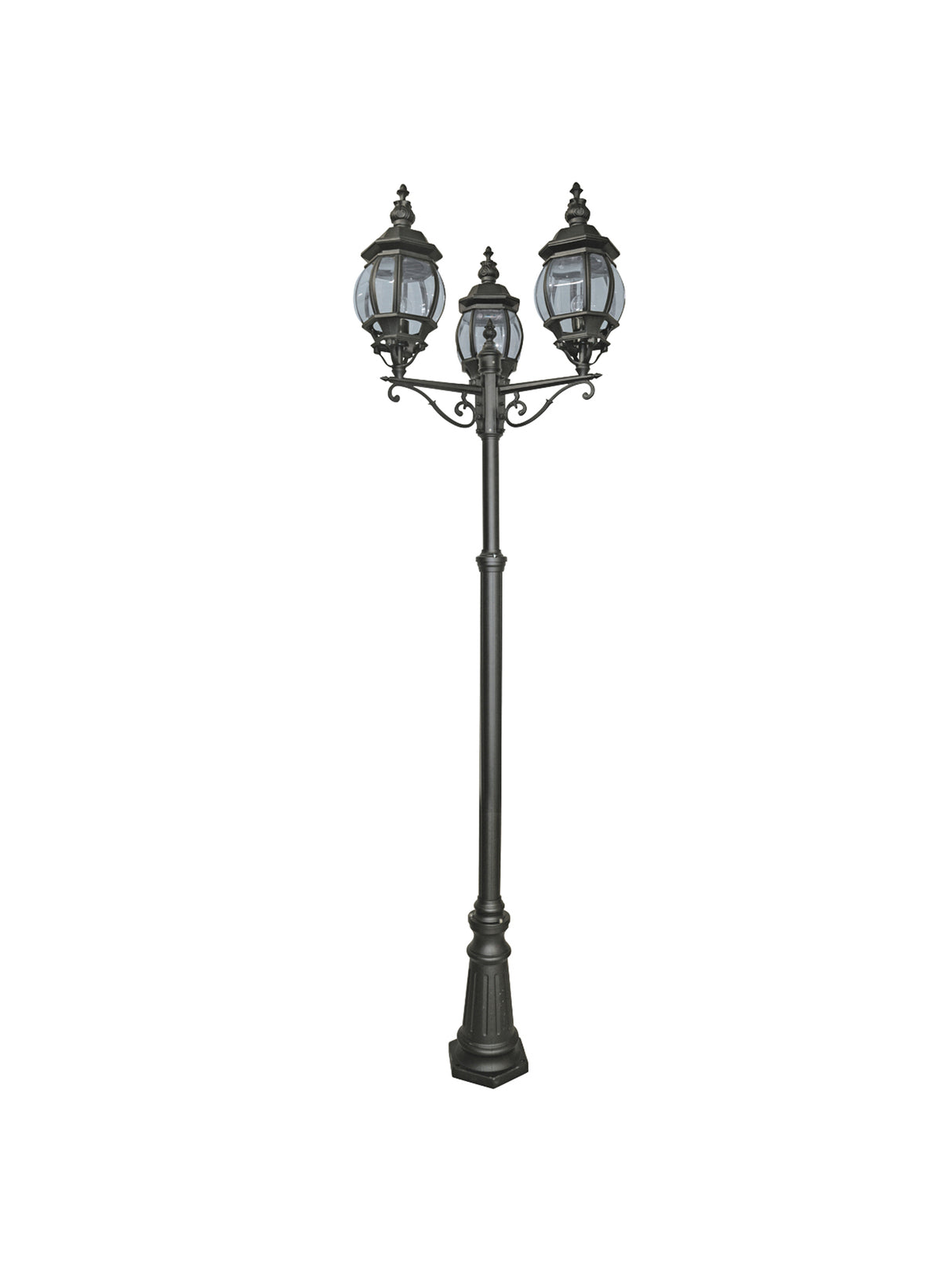 Searchlight Electric Bel Aire Outdoor Post - Black Metal & Clear Glass 7173-3